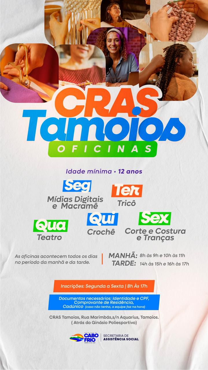 CRAS Tamoios abre vagas para oficinas gratuitas: participe!