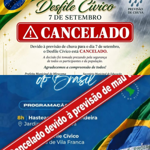 Desfiles cívicos de 7 de Setembro são suspensos em cidades do Norte e Noroeste do RJ por previsão de chuva