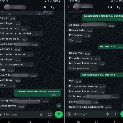 Captura de tela das mensagens que o pai enviou para filha — Foto: Arquivo Pessoal