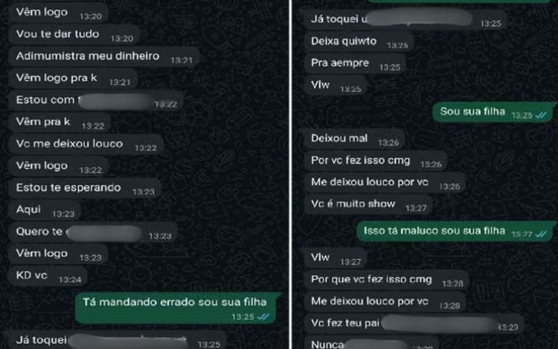 Captura de tela das mensagens que o pai enviou para filha — Foto: Arquivo Pessoal