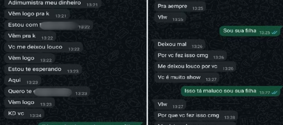 Captura de tela das mensagens que o pai enviou para filha — Foto: Arquivo Pessoal