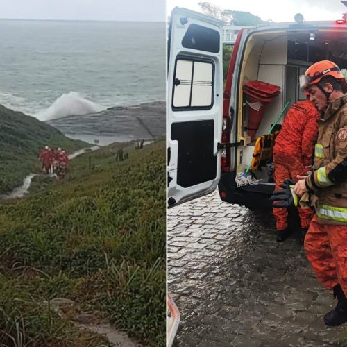 Casal argentino fica ferido ao ser atingido por onda enquanto tirava fotos em costão de Búzios