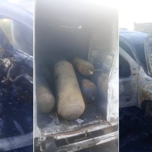 Carro que levava cinco cilindros de GNV explode em rodovia no RJ e fere motorista