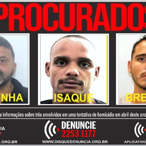 Disque Denúncia divulga cartaz para localizar três suspeitos de tentativa de homicídio em São Pedro da Aldeia
